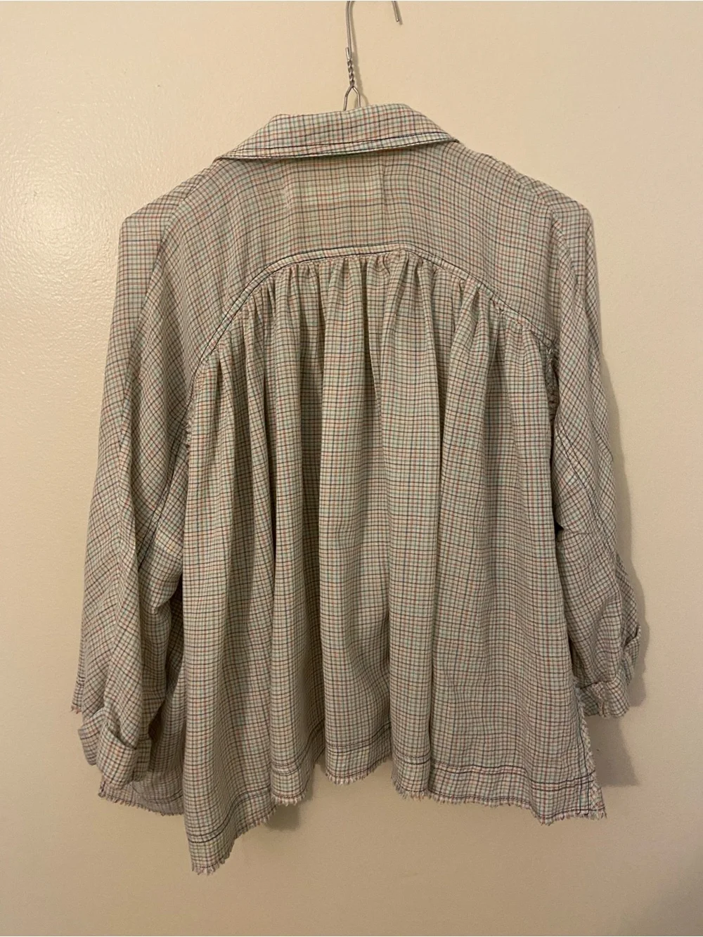 We The Free Rainbow Picnic Plaid Button-Front Blouse Small - Picture 3 of 6